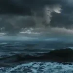 Thunderstorm at sea with heavy rain and calming sounds of thunder and rain video