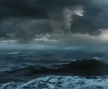 Thunderstorm at sea with heavy rain and calming sounds of thunder and rain video